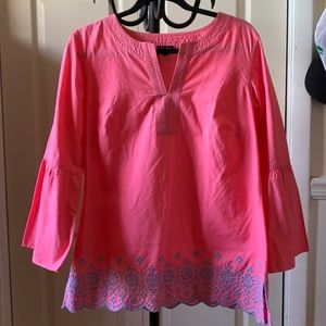 Talbots. bright pink cotton smock blouse (medium)